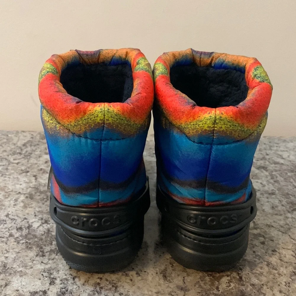 Black Fur-Lined Croc Boots